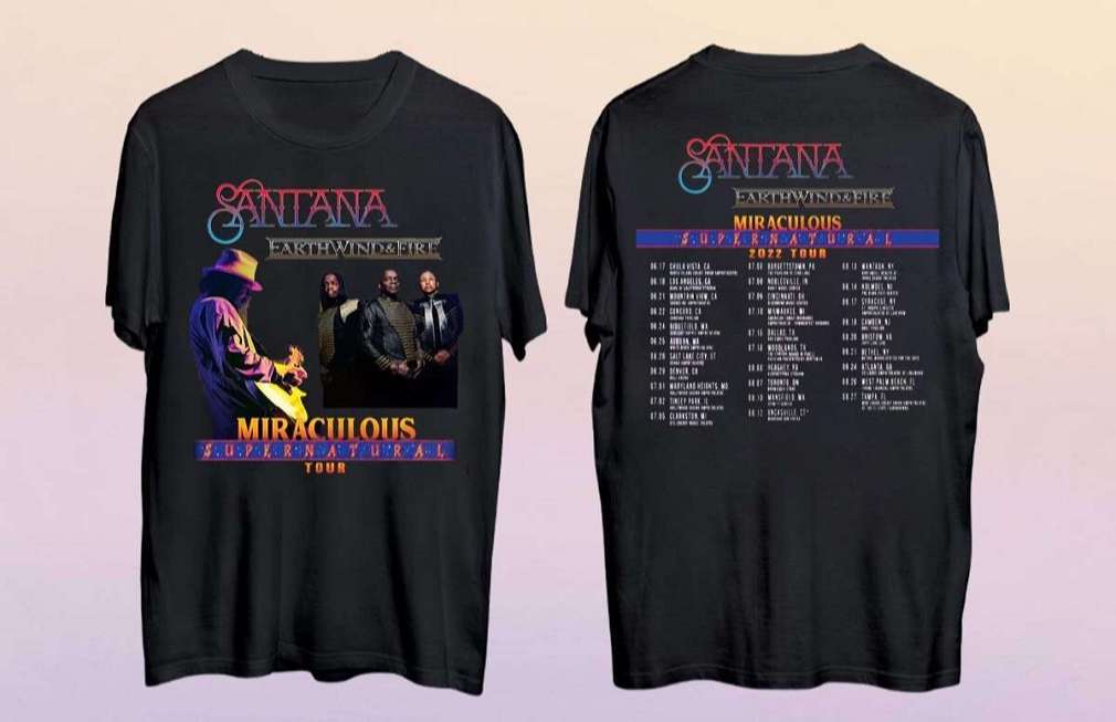 Santana Earth Wind Fire Miraculous Supernatural Tour 2022 Shirt