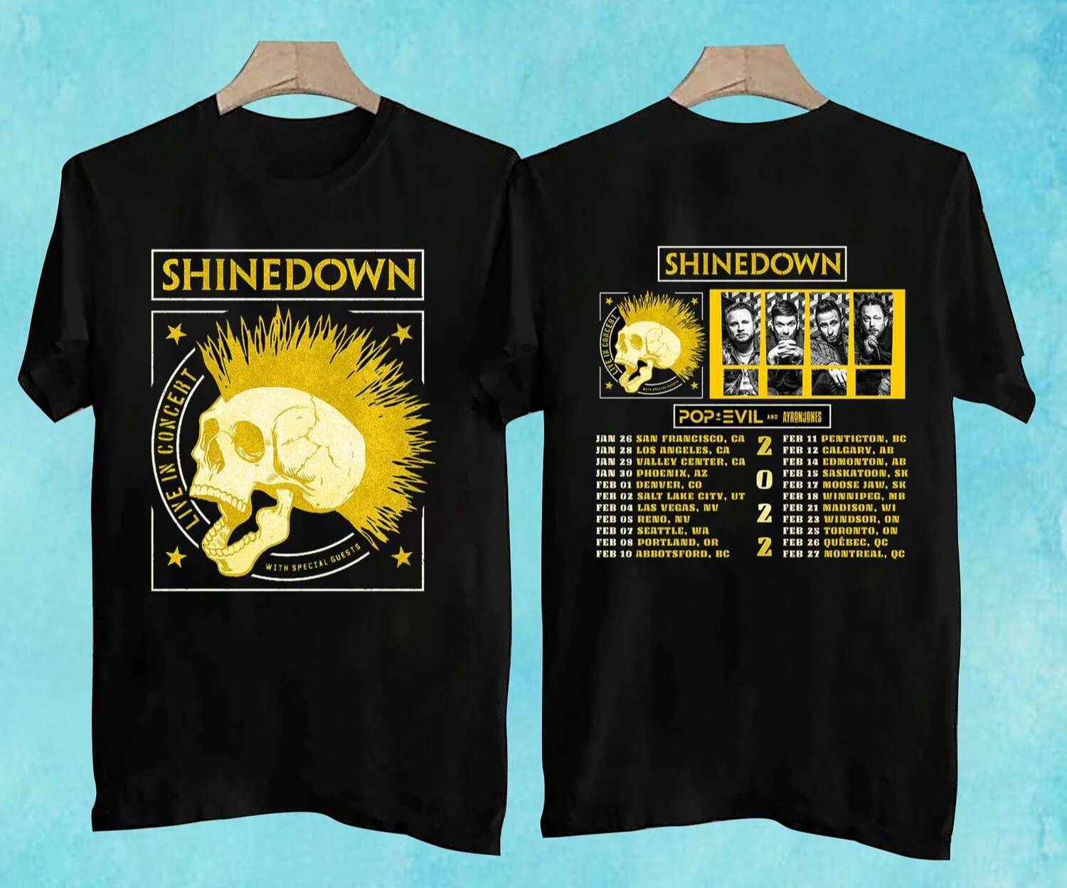 Shinedown Tour 2022 With Ayron Jones And Pop Evil T-shirt