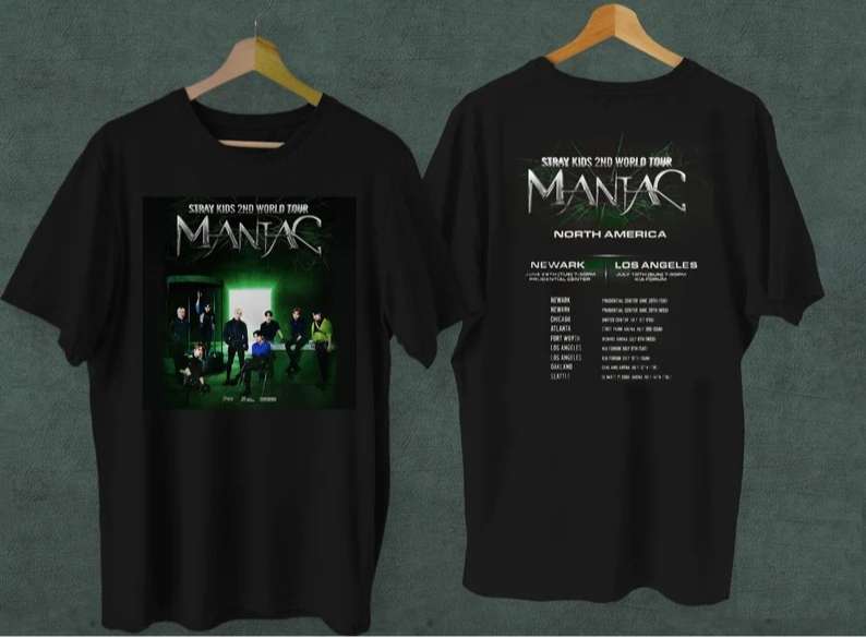 Stray Kids 2nd World Tour Maniac 2022 T-shirt Band Music Concert