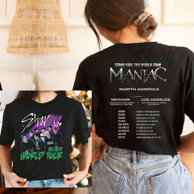 Stray Kids 2nd World Tour Maniac 2022 T-shirt-trungten-z2wm1