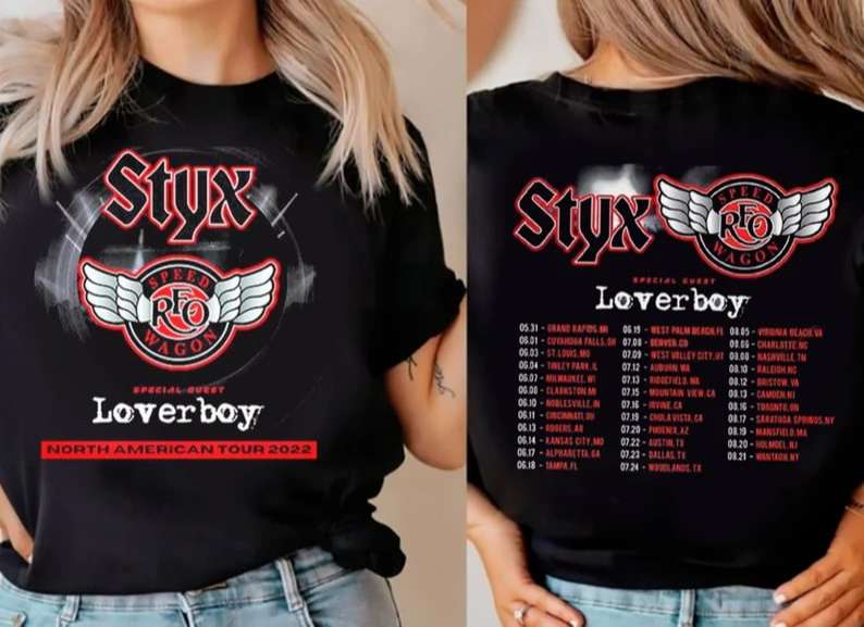 Styx Tour 2022 Reo Speed Wagon Loverboy Band Shirt