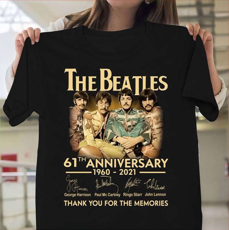 The Beatles 61th Anniversary 1960-2021 Thank You For The Memories Signature T Shirt