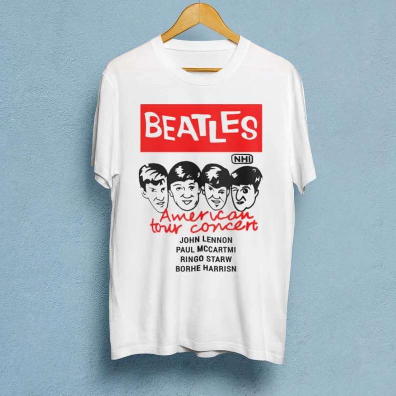 The Beatles American Tour Concert T-shirt John Lennon Paul Mccartmi Ringo Starw Borhe Harrisn