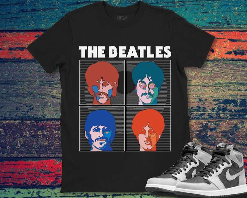 The Beatles Band 4 Heads Logo Rock Music T Shirt