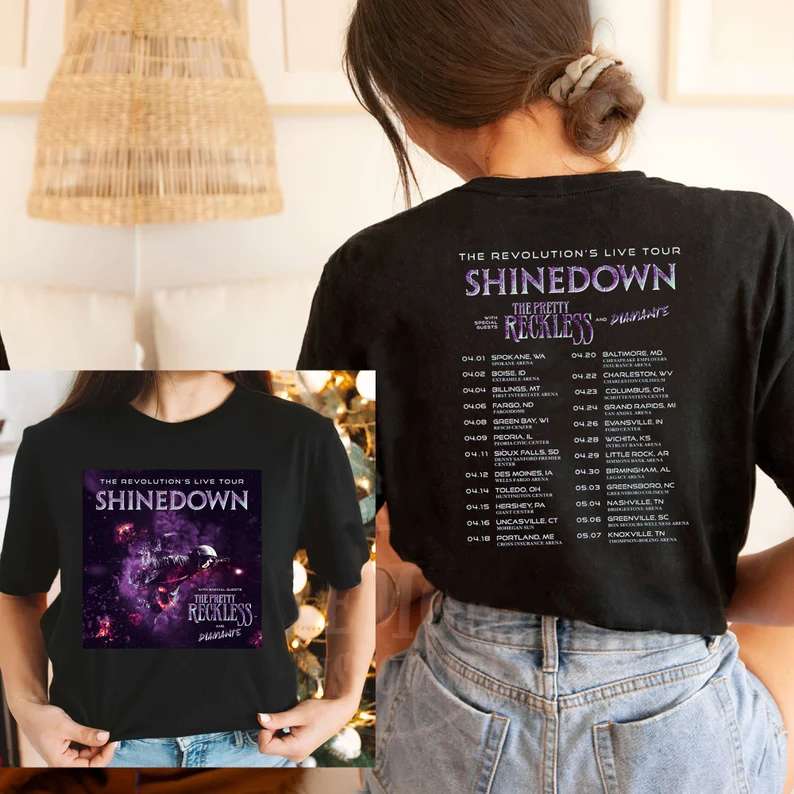 The Revolutions Live Tour Shinedown 2022 T-shirt The Pretty Reckless And Diamante