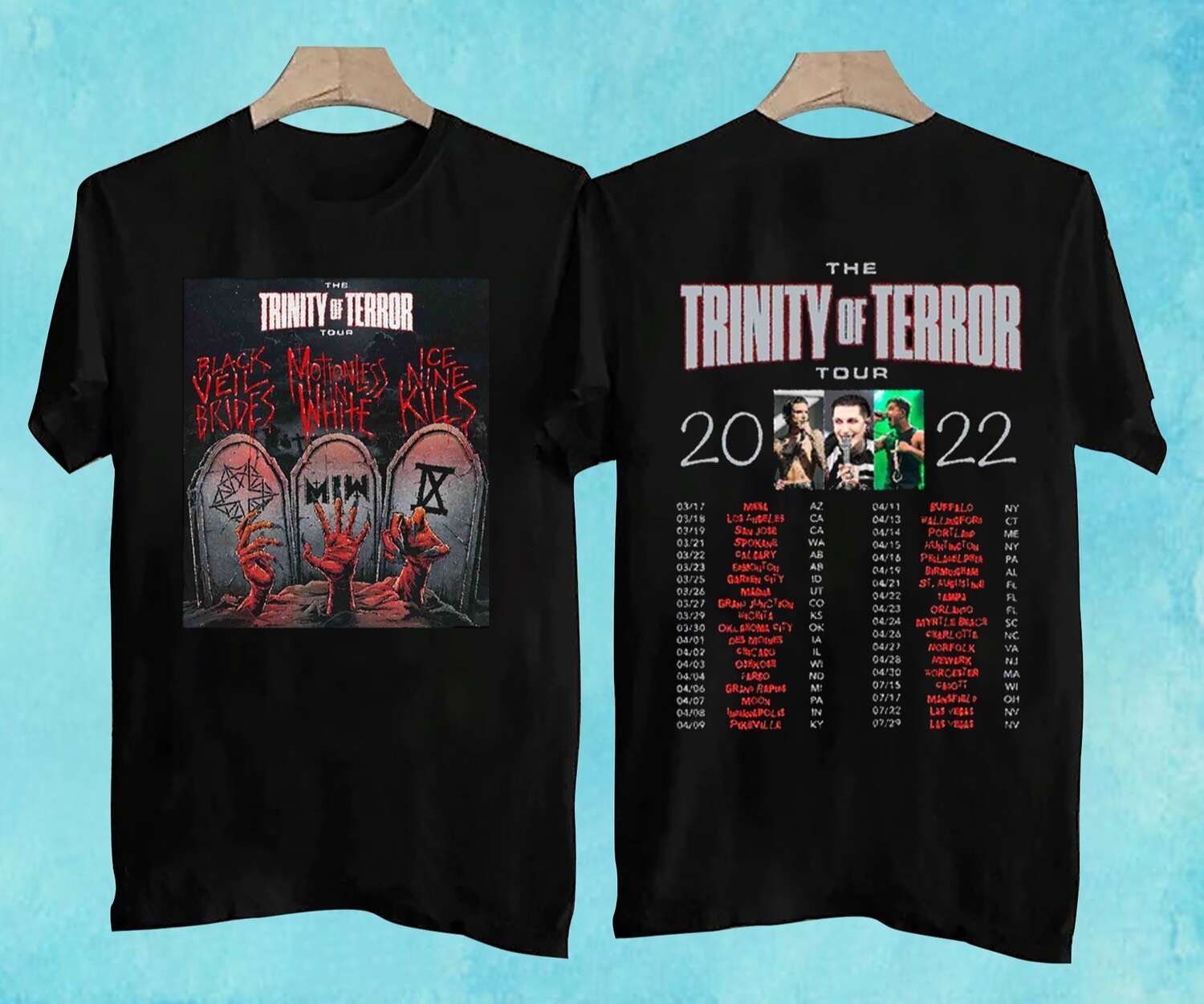 The Trinity Of Terror 2022 Concert Tour T-shirt