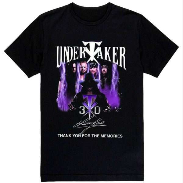 The Undertaker 30th Anniversary Signatures Thank You For The Memories T-shirt