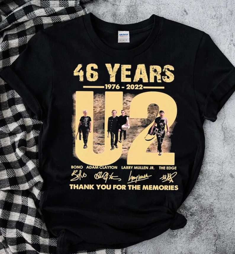 U2 Rock Band 46 Years 1976-2022 Thank You For The Memories Signatures T-shirt