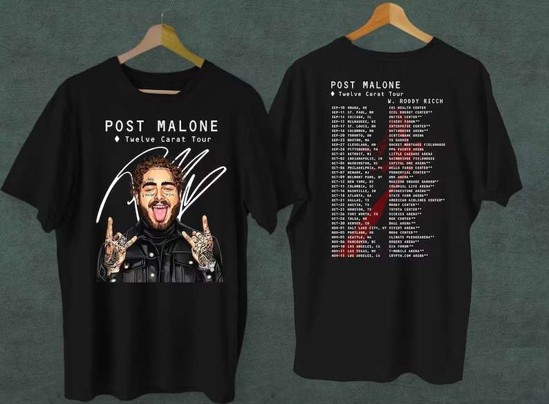 Post Malone Twelve Carat Tour 2022 Rapper Rap Music T-shirt Size Up To 5xl