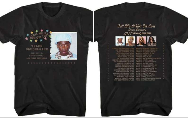 Tyler The Creator Staples Uchis Tezzo Lost Tour 2022 T Shirt Size Up To 5xl