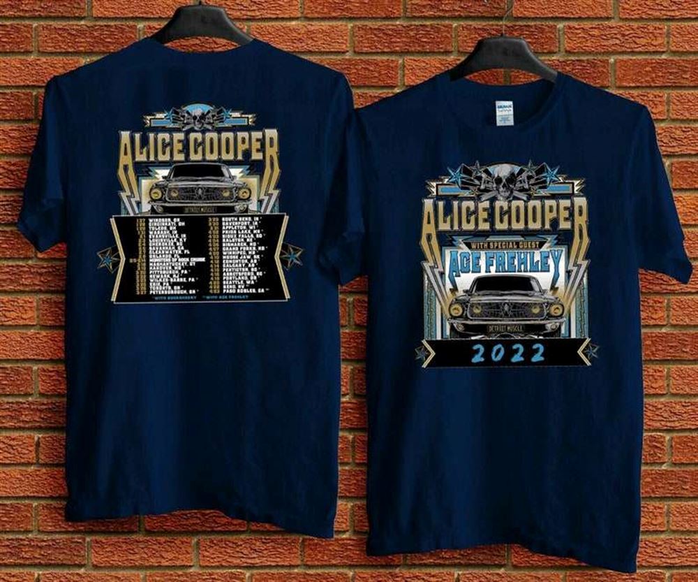 Alice Cooper And Ace Frehley Detroit Muscle Concert T Shirt 2022 Size Up To 5xl