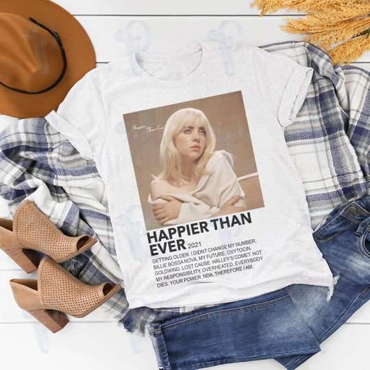 Billie Eilish Happier Than Ever Graphic T Shirt Size Up To 5xl