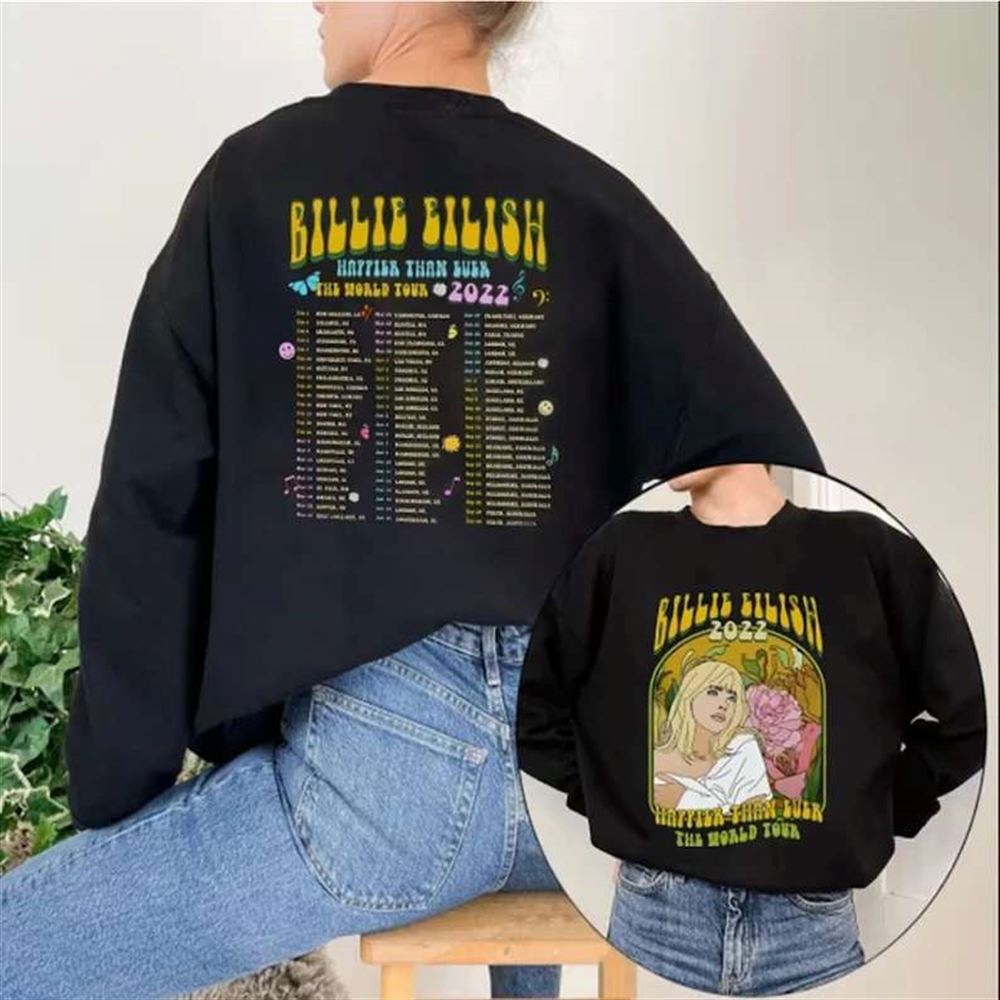 Billie Eilish Happier Than Ever The World Tour 2022 T-shirt Merch Singer Size Up To 5xl