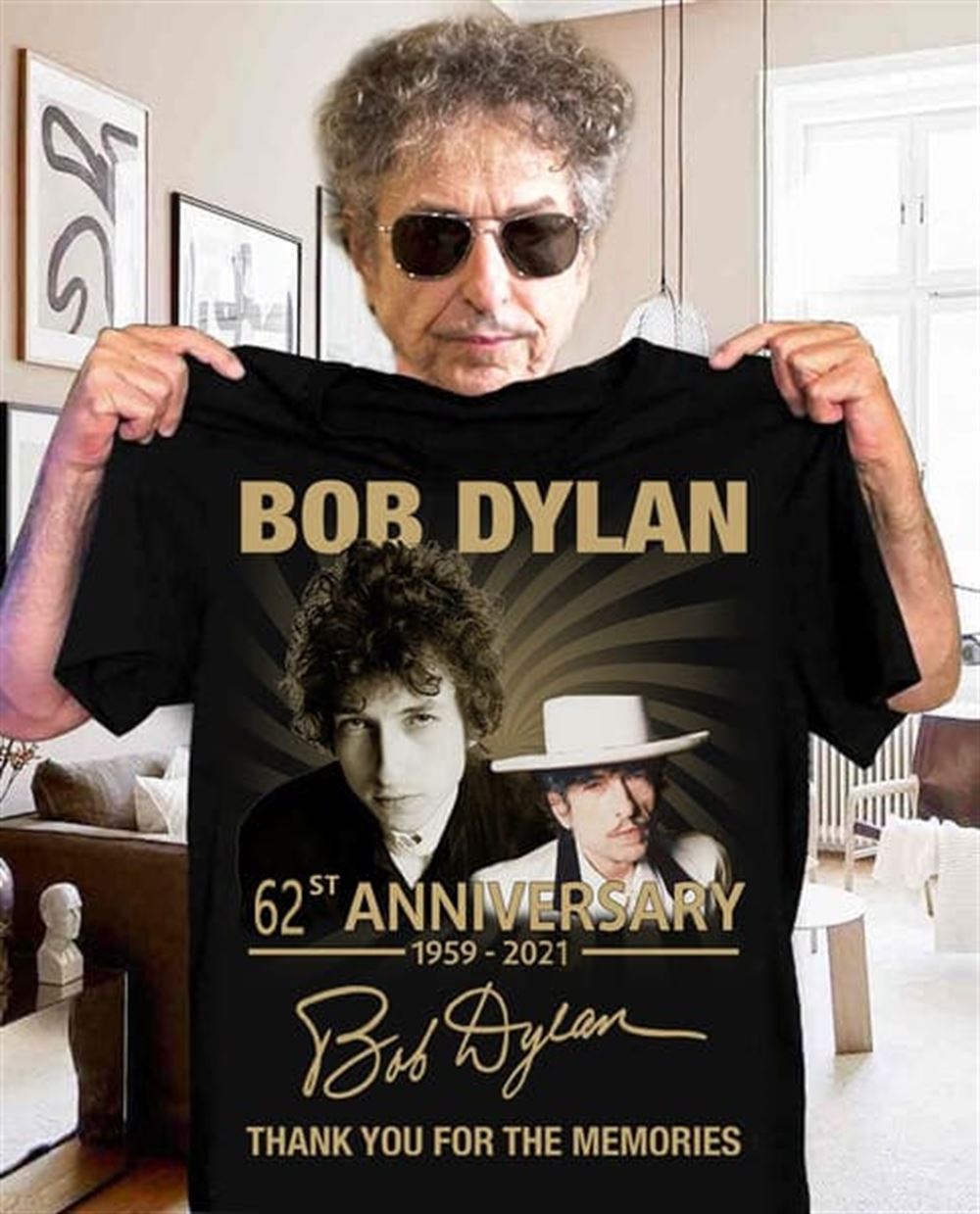 Bob Dylan 62st Anniversary 1959-2021 Signature Classic Unisex T Shirt Size Up To 5xl