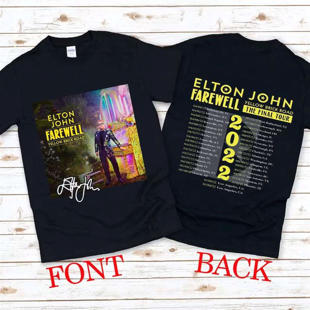 Elton John Farewell Tour Yellow Brick Road The Final Tour 2022 T-shirt-trungten-jd1n8 Size Up To 5xl