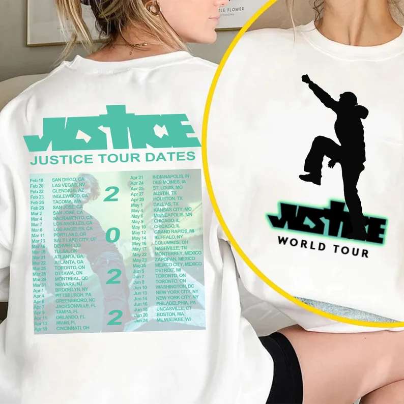 Justin Bieber Justice World Tour 2022 Shirt Size Up To 5xl