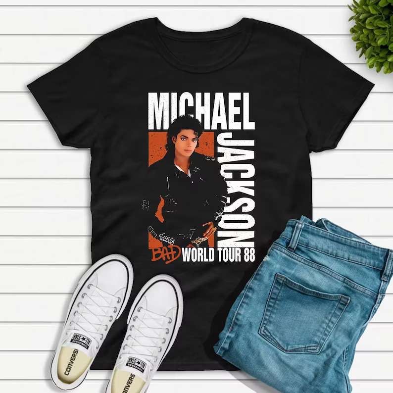 Michael Jackson Bad World Tour 88 T Shirt Size Up To 5xl