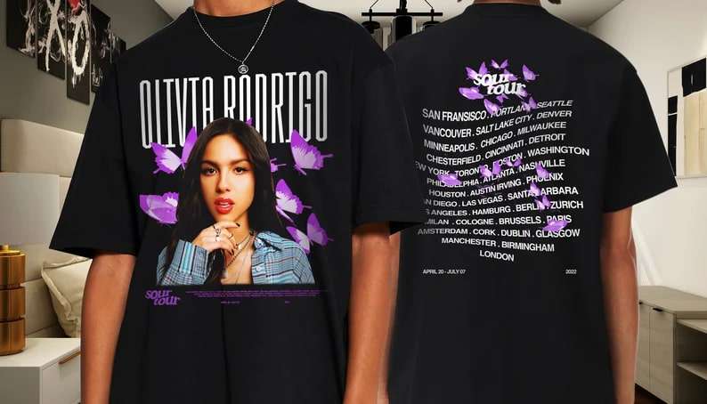 Olivia Rodrigo Sour Tour 2022 Black T-shirt Size Up To 5xl