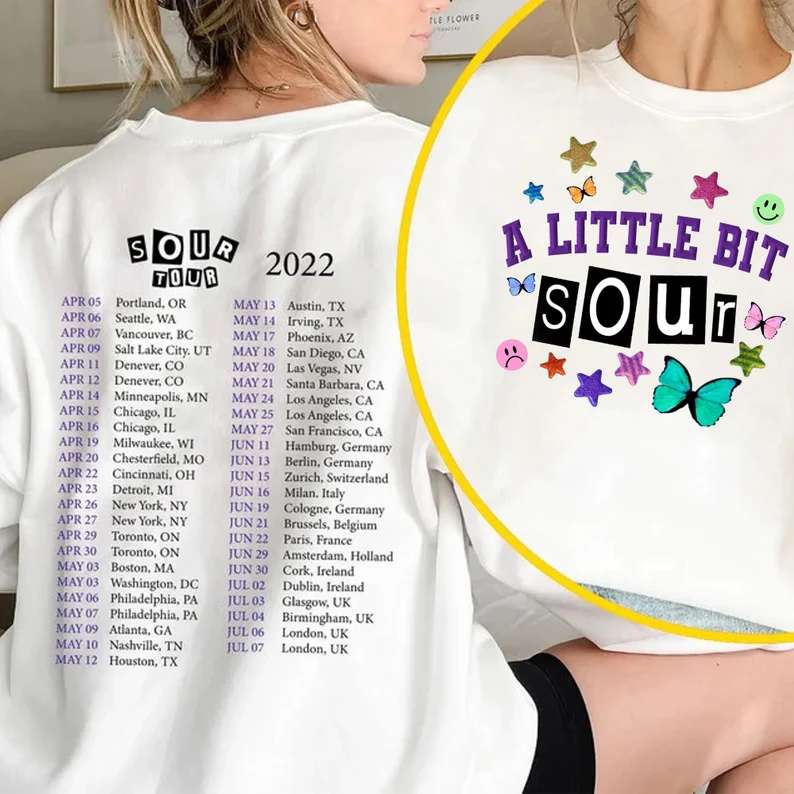 Olivia Rodrigo Sour Tour 2022 Double Sided T-shirt Size Up To 5xl