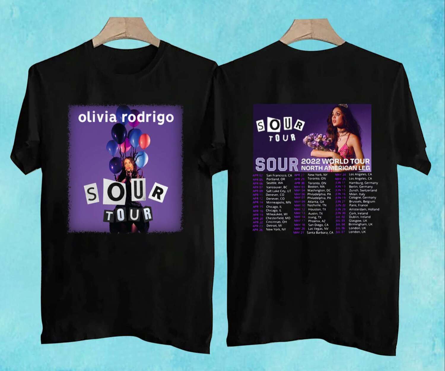 Olivia Rodrigo Sour World Tour North American Leg 2022 T Shirt Size Up To 5xl