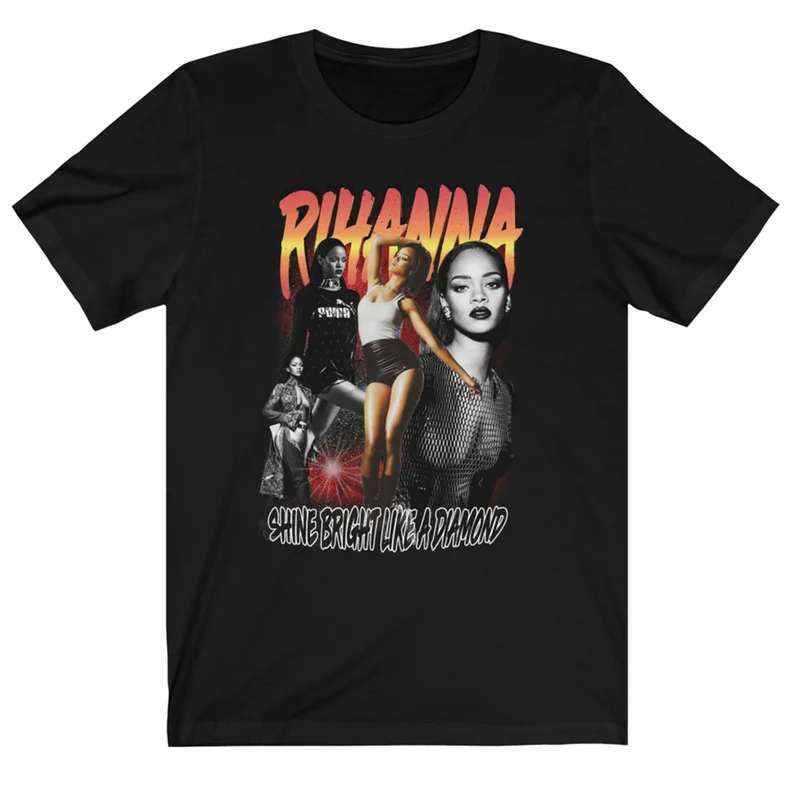 Rihanna Black T Shirt Music Singer Merch Size Up To 5xl