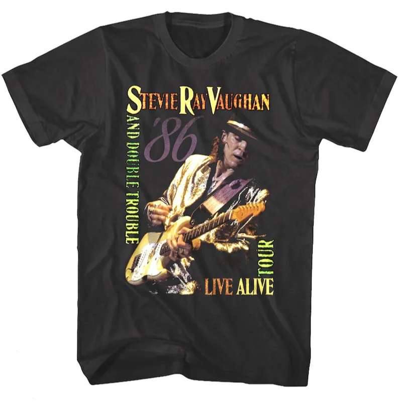 Stevie Ray Vaughan Double Trouble Live Alive Tour 1986 Vintage T Shirt Size Up To 5xl