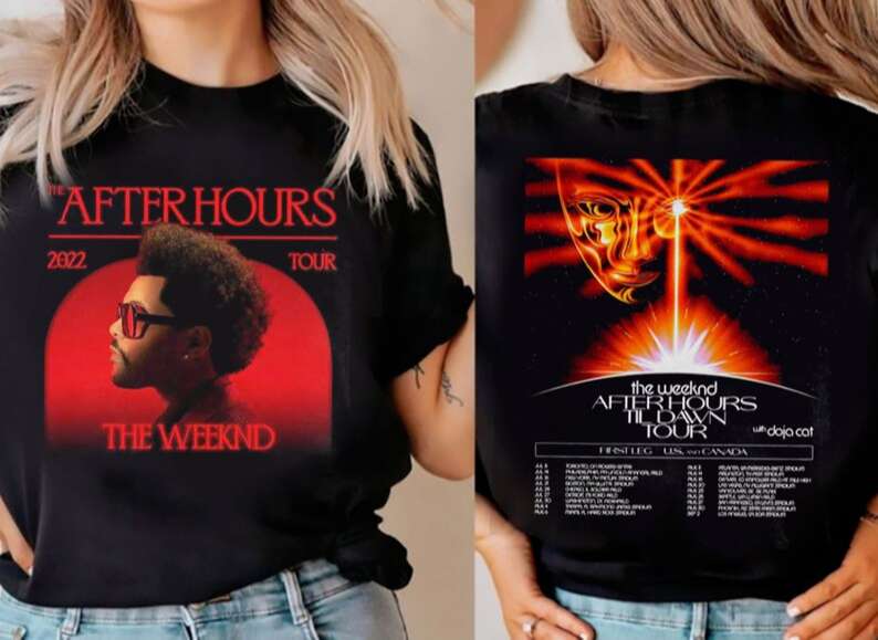 The Weeknd After Hours Til Dawn Tour 2022 Double Sided Shirt Size Up To 5xl