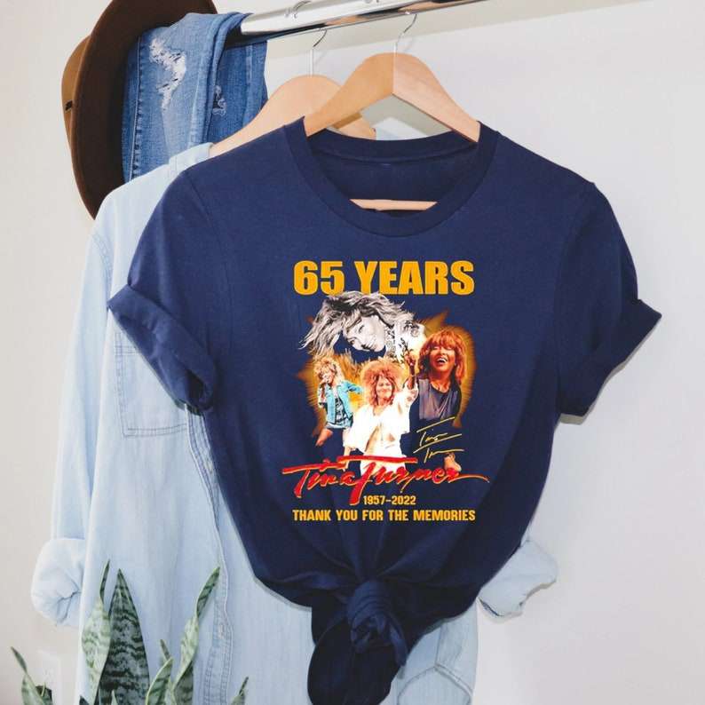 Tina Turner 65 Years Anniversary 1957-2022 Signatures Thank You For The Memories T Shirt Merch Size Up To 5xl