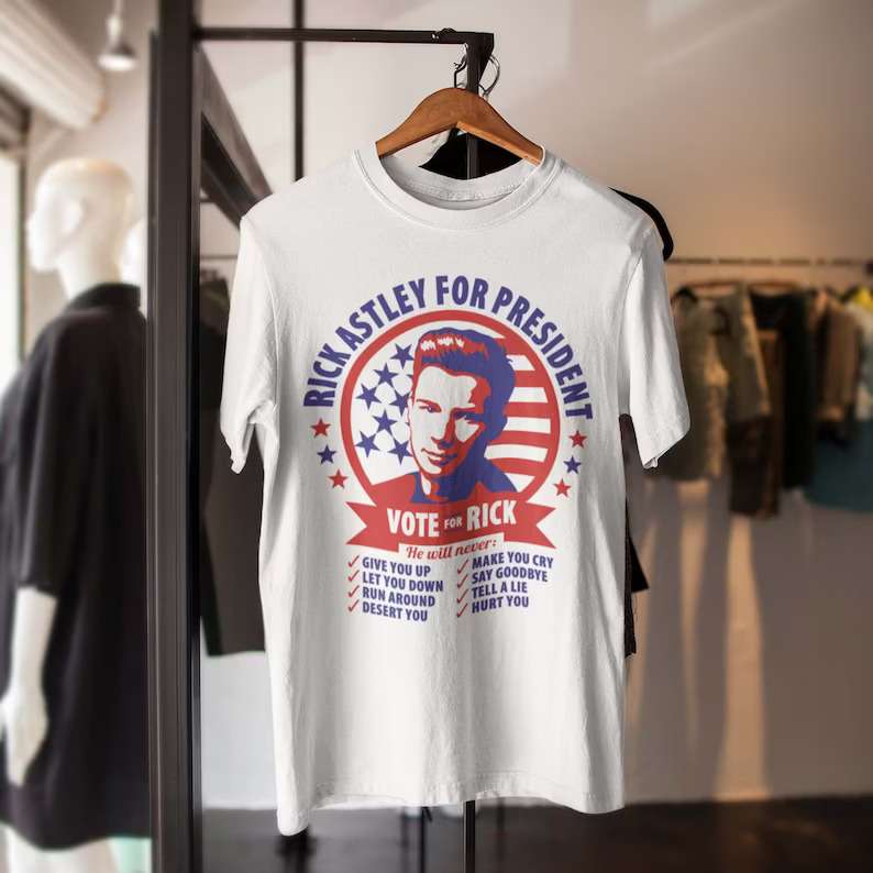 Vote For Rick Rick Astley T-shirt Size Up To 5xl