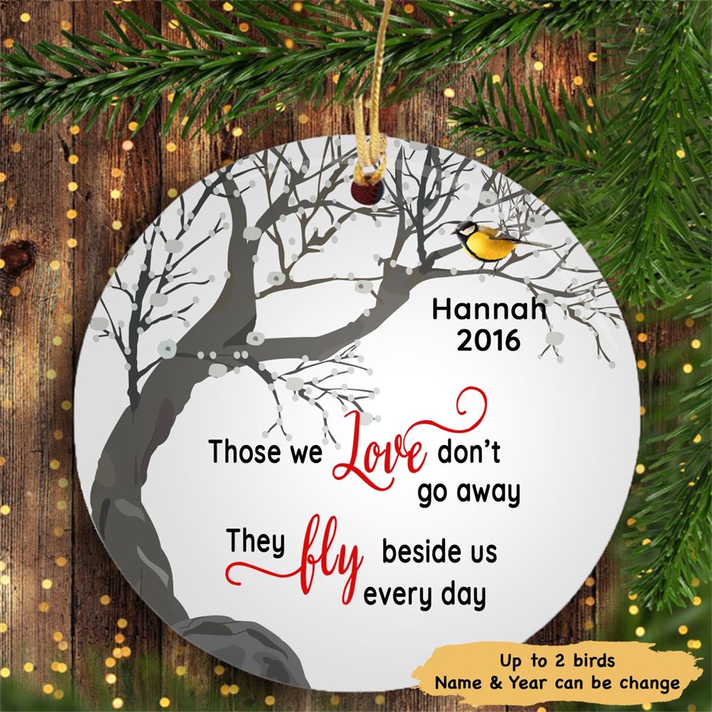 Birds Personalized Memorial Circle Ornament