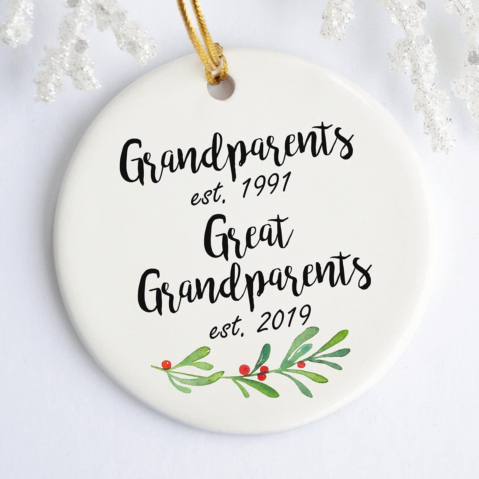 Customized Grandparents Pregnancy Announcement Promoted To Great Grandparents Est Ornament Custom Year Gifts For Family Parents From Children Son Daughter On Christmas Wedding Occasion