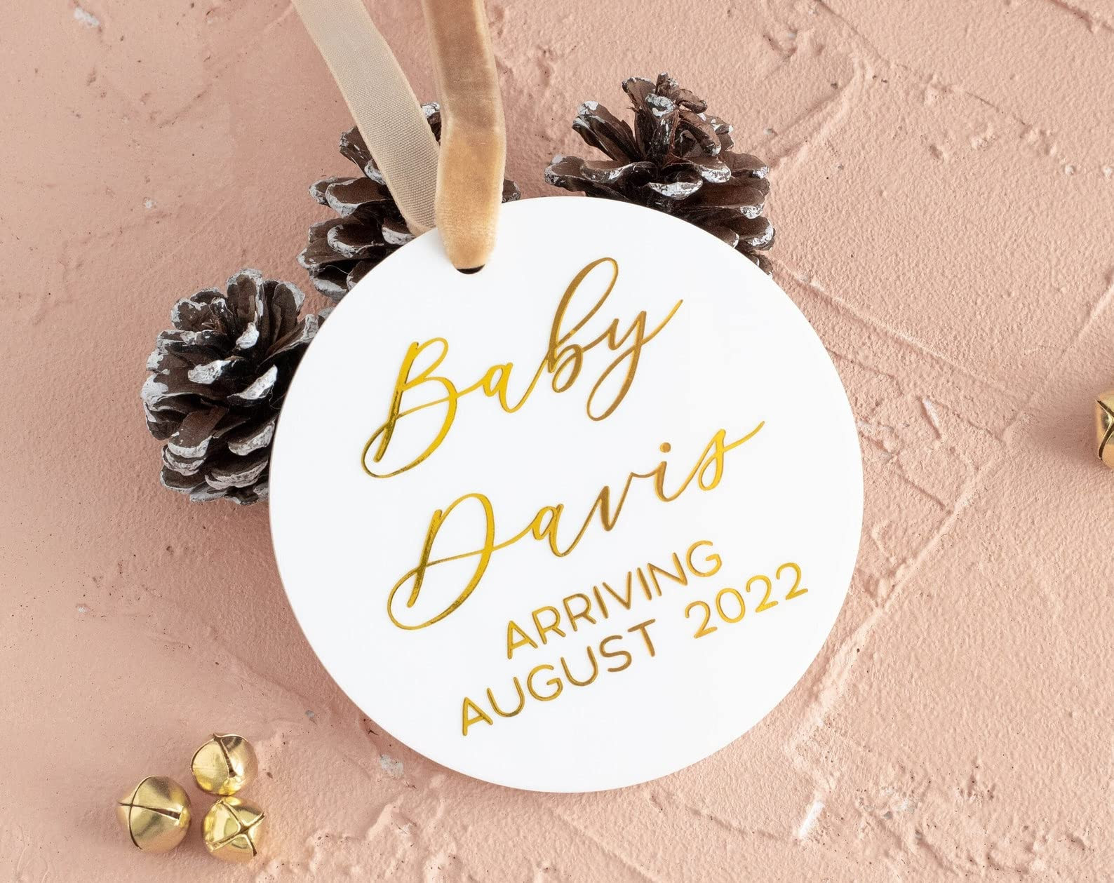 Customized Pregnancy Announcement Ornament Baby Arriving Tree Hanging Decoration For Family New Children From Grandparents Friend On Thanksgiving Christmas