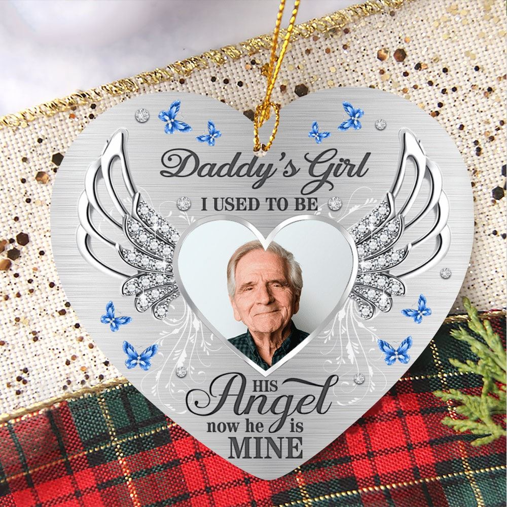 Daddys Girl I Used To Be His Angel Personalized Cardinal Memorial Heart Ornament