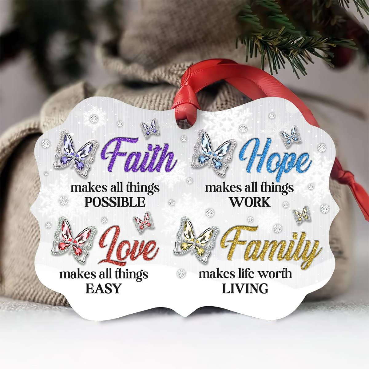 Faith Hope Love Family Ornament Aluminum Ornament Hanging Car Window Dress Up Thanksgiving Birthday Christmas Tree Ornament Faith Gifts For Christmas To Lovers