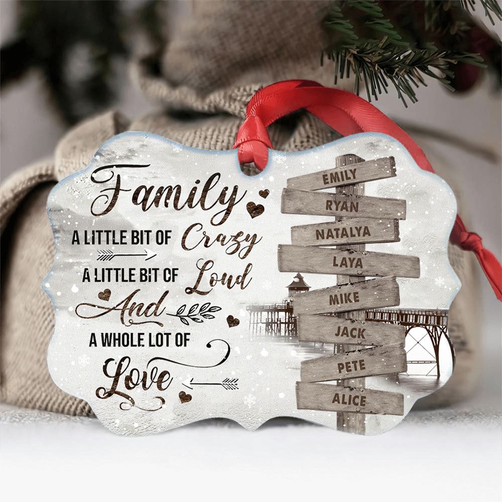 Family A Whole Lot Of Love Street Sign Personalized Family Multi Name Aluminium Ornament