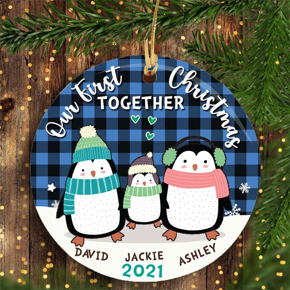 Family First Christmas Together Personalized Family Circle Ornament