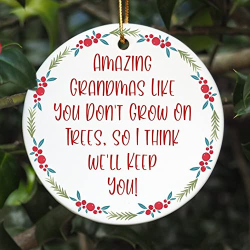 Funny Grandma Ornament Grandma Gifts From Grandkids Grandma Ornament Amazing Grandmas Dont Grow On Trees Ceramic Xmas Ornament Home Decoration Hanging Decor