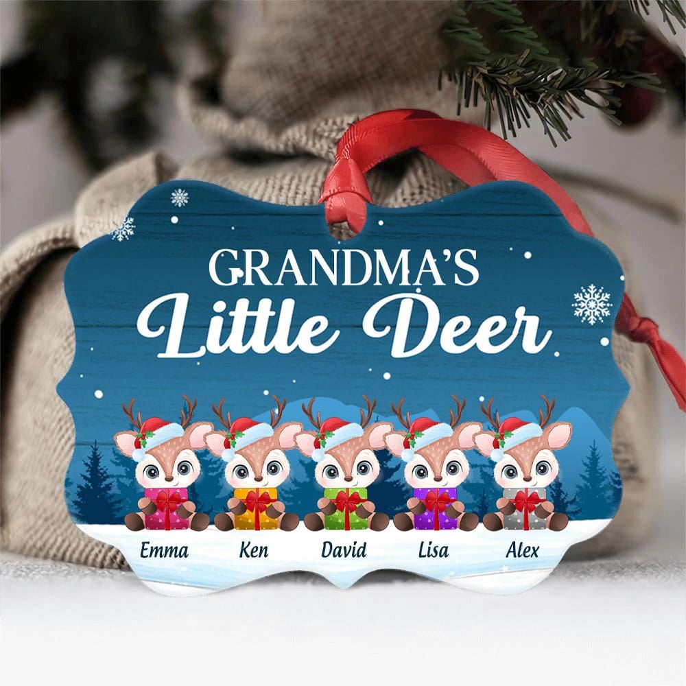 Grandma Grandpa Christmas Custom Ornament Grandmas Little Deers Personalized Gift For Grandparents