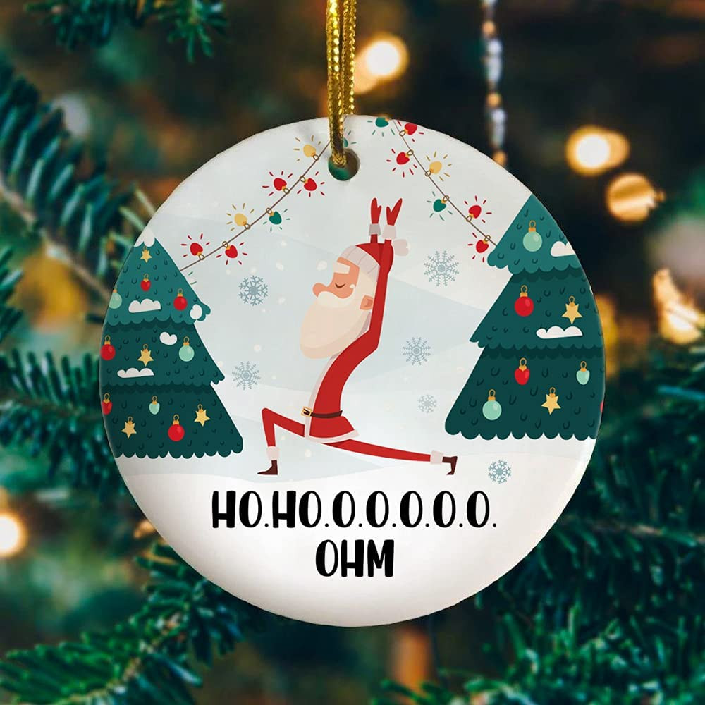 Ho Ho Ohm Funny Yoga Santa Ornament House Decoration Christmas Tree Hanging Ornament Gifts On Christmas New Year