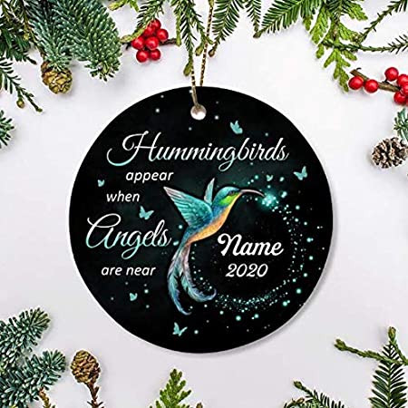 Hummingbird Memorial Ornament - Hummingbirds Appear When Angels Are Near Christmas Ornament