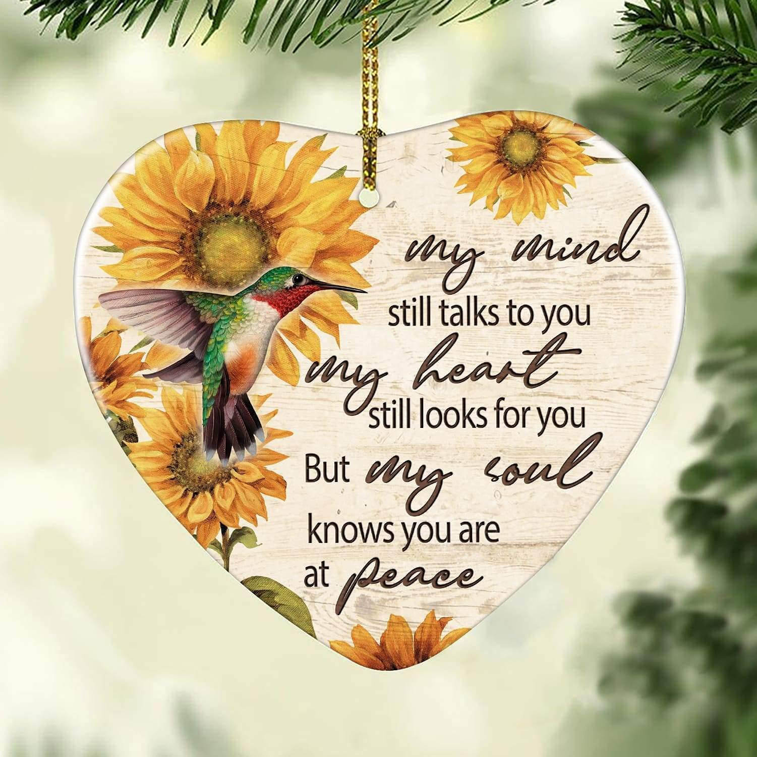 Hummingbirds Sunflower My Mind Still Talks To You Ornament In Heaven Ornament Memorial Gifts Ornament Car Hanging Ornament Hanging Decoration Merry Christmas Ornament -ghepten-3z0k4jy