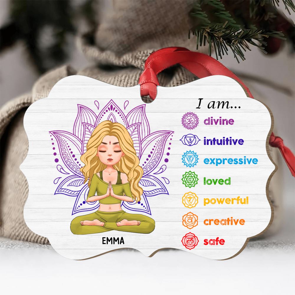 I Am Divine Personalized Custom Yoga Ornament Christmas Gift For Yoga Lovers