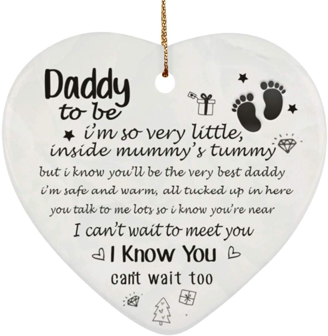 Idea For Future Dad From The Bump - Babys First Christmas Ornament - Daddy To Be I Know You Cant Wait Too Ornament - Christmas Keepsake For Expecting New Parents And Grandparents