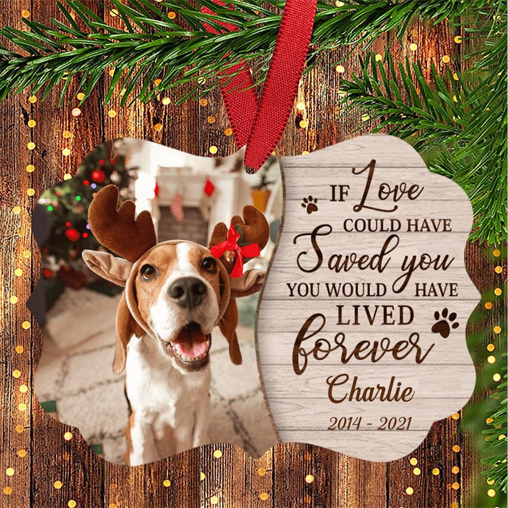 If Love Could Have Saved You Personalized Upload Photo Aluminum Ornament Cardinal Memorial Gift For Dog Lover