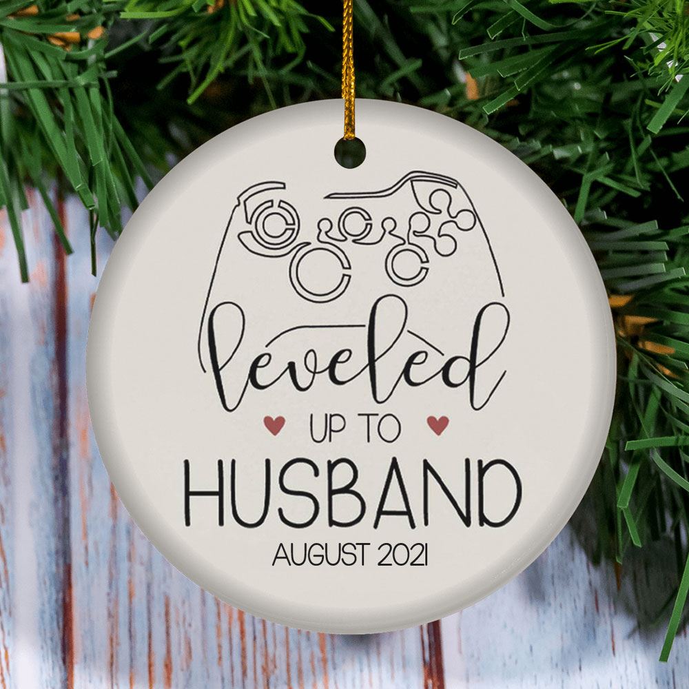 Leveled Up To Husband Personalized Christmas Ornaments Husband Christmas Gift Gamer Gifts