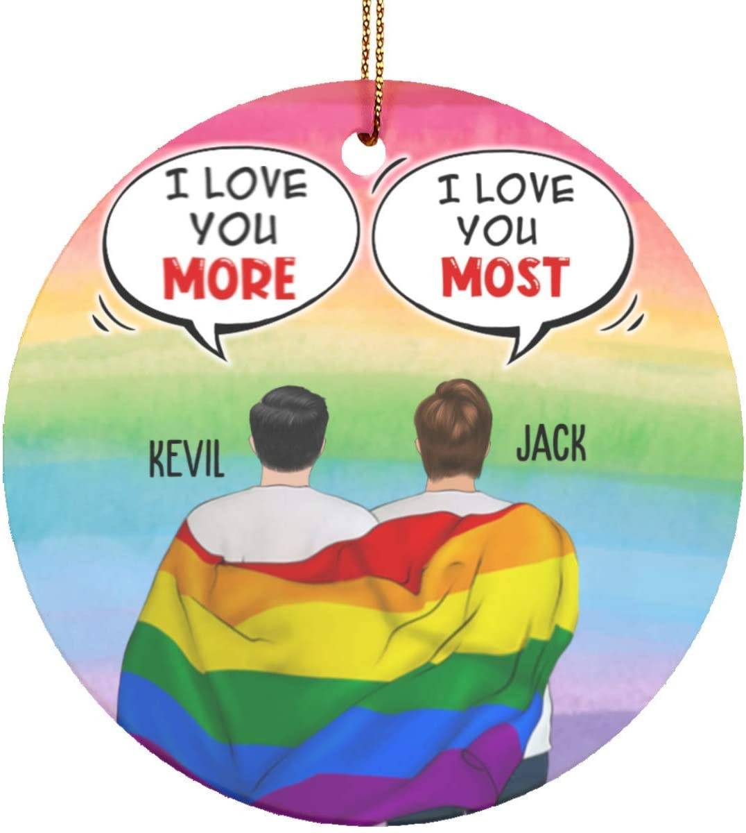 Lgbt I Love You More I Love You Most Personalized Christmas Ornament For Boyfriend For Fiance For Husband