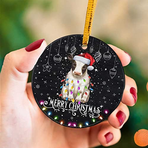 Merry Christmas Baby Cow Ornament Holidays Christmas Decoration Gifts For Friends Animal Lover Family