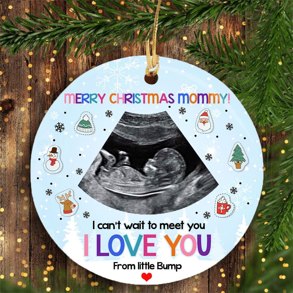 Mommy Merry Christmas Cant Wait To Meet You Personalized Ultrasound Photo Ornament Gift For Mom To Be