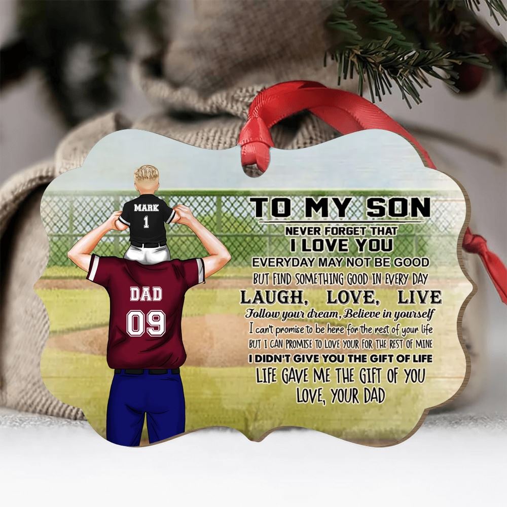 Never Forget That I Love You Personalized Baseball Ornament Christmas Gift Birthday Gift For Baseball Son Baseball Gift From Baseball Dad