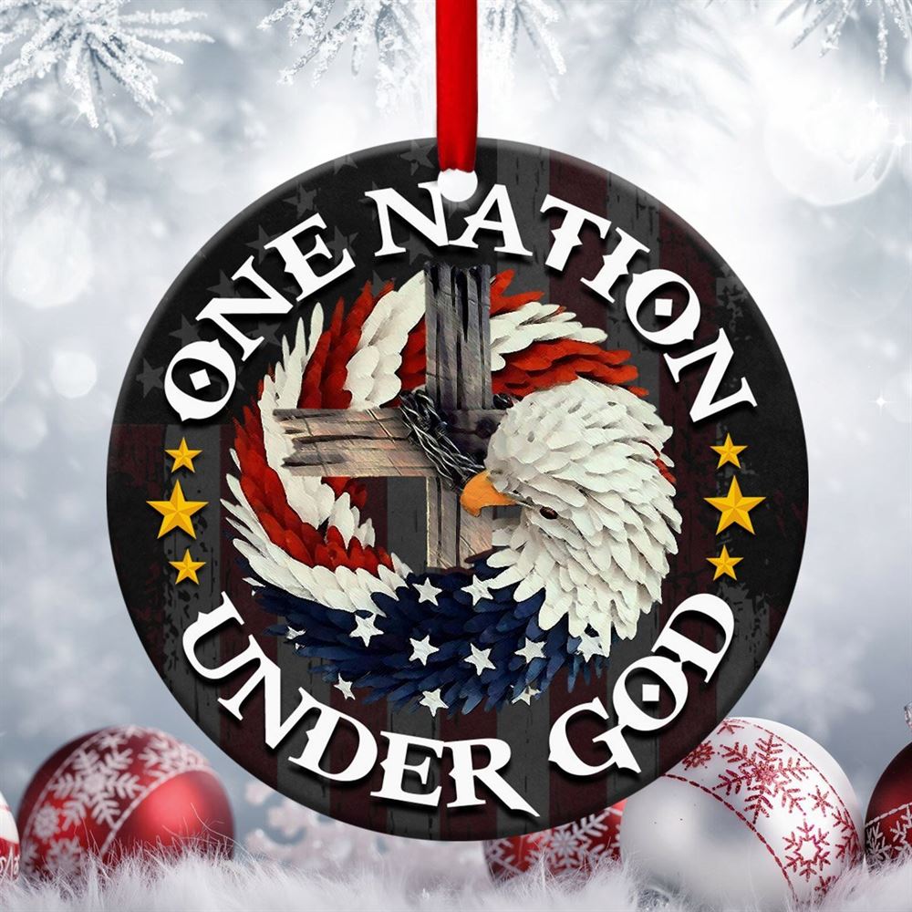 One Nation Under God Eagle Ceramic Circle Ornament One Side Printed